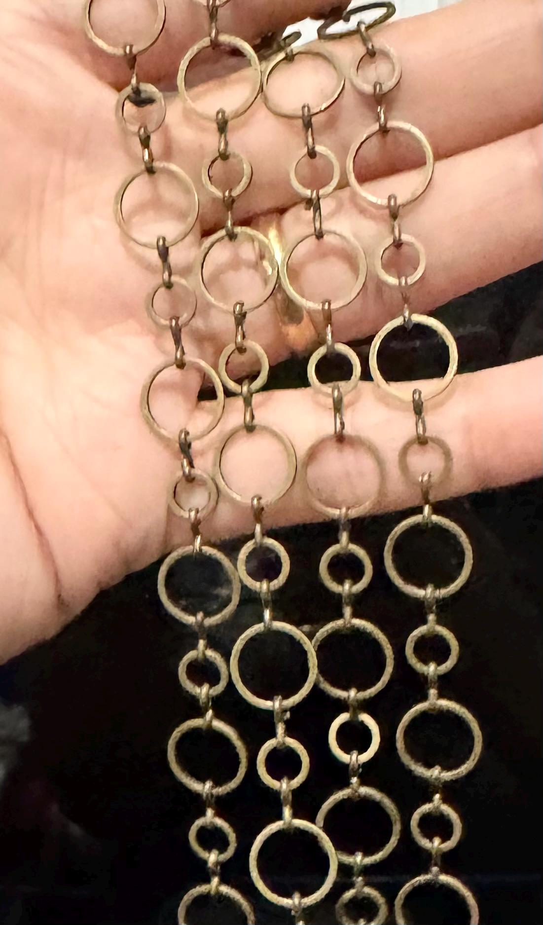 20mm Hammered Flat Circle Ethnic Boho Gold Plated Copper Chain Per - Foto 2