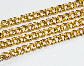 5 ft  Aluminum Curb open link chain  7X10mm -  Gold color