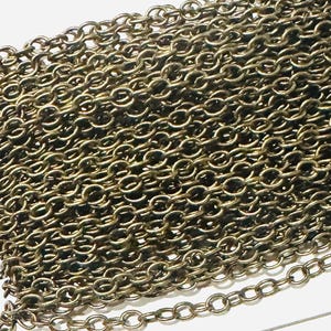 10ft  Antiqued Brass round cable chain 4X5mm - Soldered Links