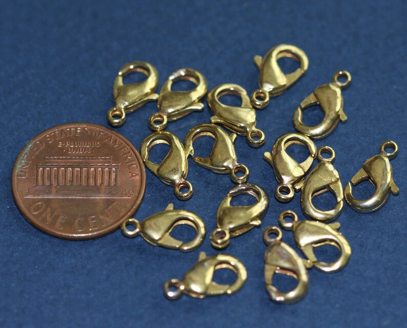 25 pcs Solid Brass lobster claw clasp 12X7mm Etsy