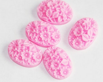 10 cabochons en résine acrylique ovales 13 x 18 mm rose clair