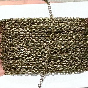 32 ft spool  Antique Brass Chain Tiny Flat Soldered Cable Chain 2mm