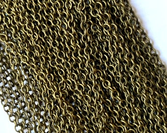 32 ft Antiqued brass soldered round  cable chain 2.5x3m