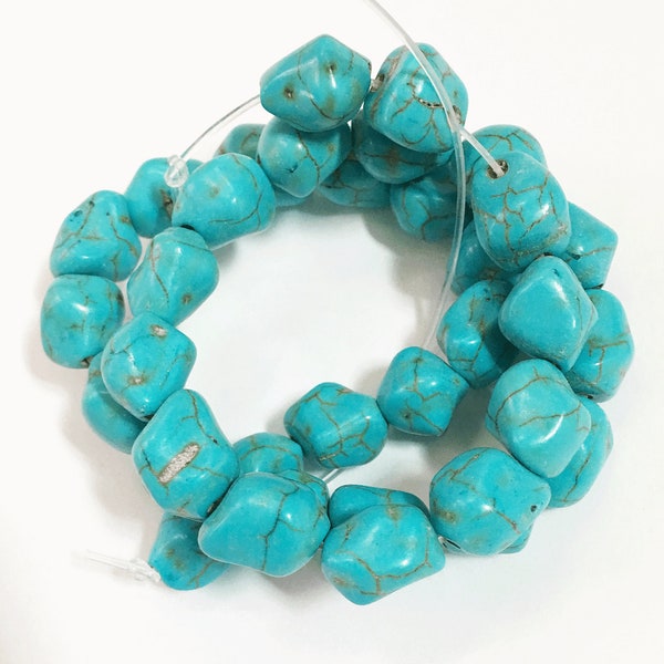 15 inch strand  synthetic Turquoise nugget beads 12x10mm, bulk turquoise nugget beads