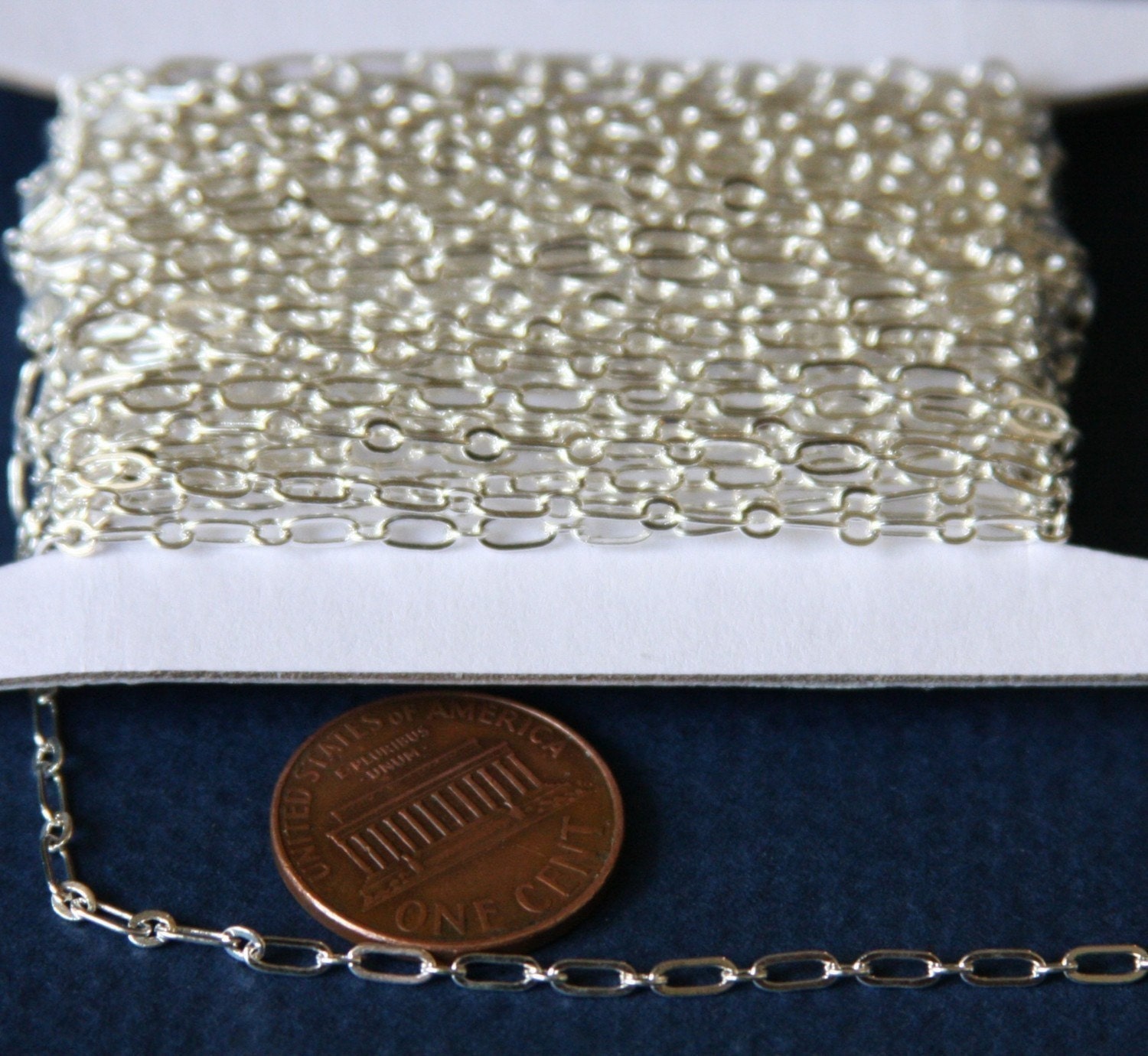 32 ft spool  Silver plated long and short chain 4X2mm - Soldered LInks