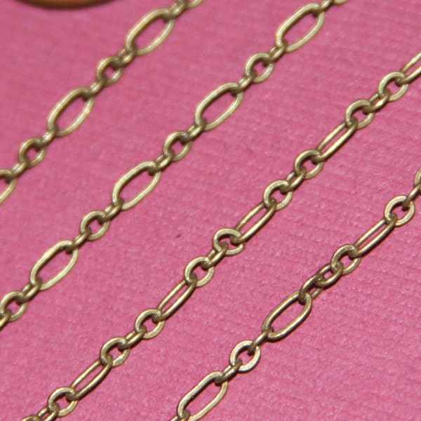 10 ft  Antiqued Brass ( 3 and 1 ) Long and Short Chain 4.5X2.5mm  Soldered Links