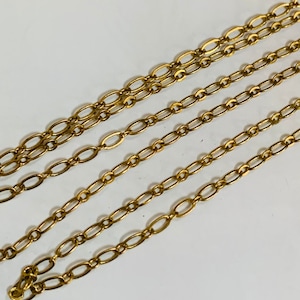 Antique Gold Plated Brass Chain: 4x2mm Soldered Links, 10ft Bulk Chain