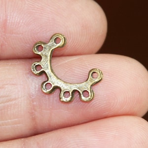 20 maglie di collegamento in ottone anticato: barra portagioie a 7 anelli (16 x 10 mm)