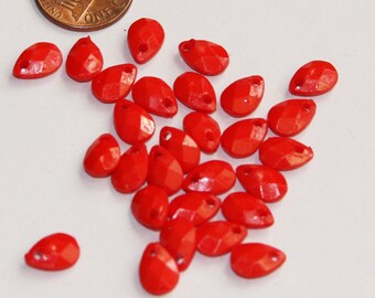 200 pcs   Acrylic faceted tearddrops 10x6mm orange Red