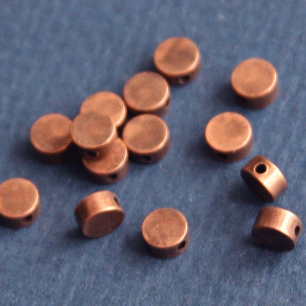25 pcs  antique copper flat round beads 5x2.5mm