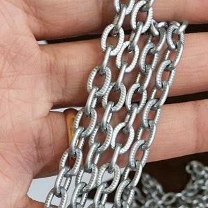 16 ft Large Aluminum corrugated oval chain 8.5x6mm matte silver color, bulk aluminum chain 5meter image 2