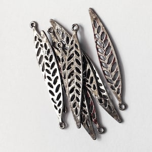 Bulk 100 pcs  Gunmetal plated leaf pendant 44x9mm, Zinc alloy leaf  pendant, Gunmetal  pendant