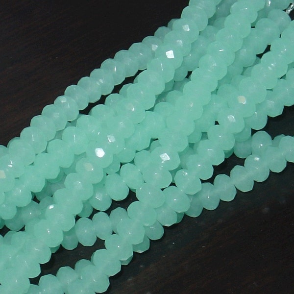 8 in Strand of Amazonite Quartz glass Faceted Rondelle beads 5X8mm