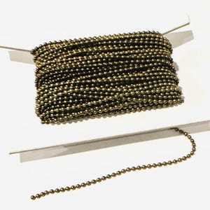 32 ft   antiqued brass 1.5mm ball chain with connector