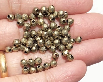 Bulk 500 antique brass alloy faceted round beads 4mm, bulk bronze  spacer beads