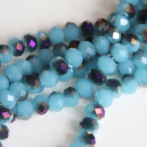 16 inch Strand electro plated glass faceted rondelle beads 5X8mm Blue/Purple image 1