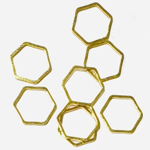 50 stuks vergulde messing dubbelzijdige zeshoekige connector 12 x 10 mm, bulk kleinere gouden verbindingsconnector