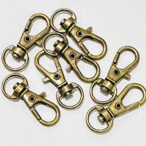 20 Antique Brass Lobster Claw Clasps: Purse Clasp with Snap Hook (34x13mm)