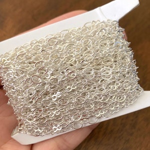 32 ft Silver Plated Figure 8 Chain: 5x3.5mm Bulk Brass Chain