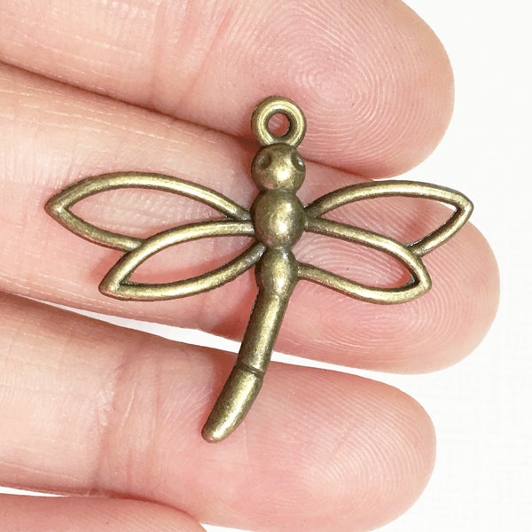 10 pcs  antique brass Dragonfly  charm 36x26mm, antique brass dragonfly pendant