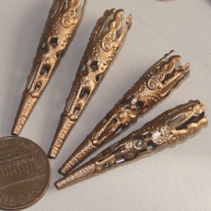 30 pcs Antiqued Copper finished filigree cone 41X8mm image 1