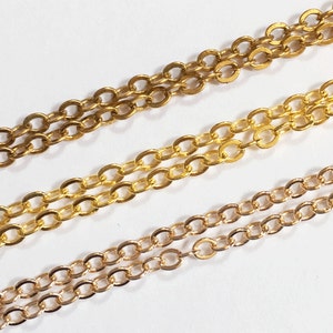 Sample Gold color  flat cable chain 3X3mm