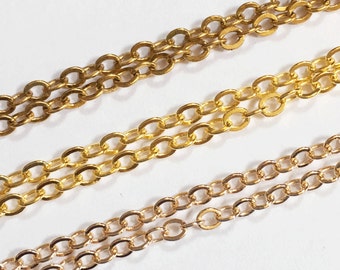 Sample Gold color  flat cable chain 3X3mm