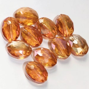 6 pcs two tone oval crystal beads beads 12x15mm, electro plated crystal beads, Autumn image 2