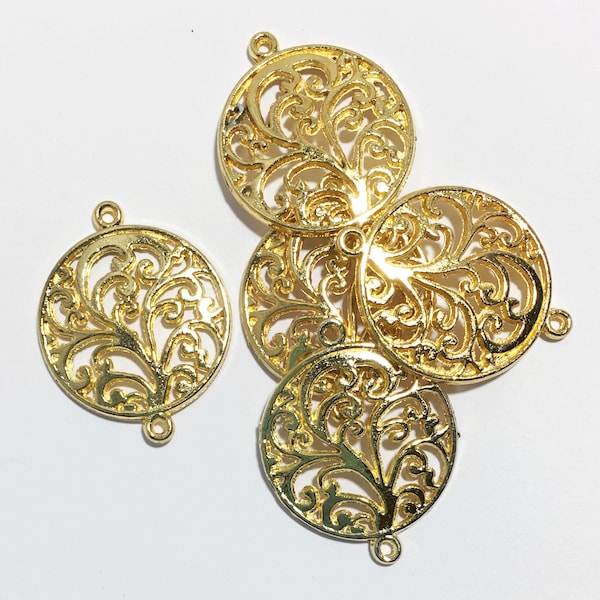 10 Gold Tree of Life Connectors: Zinc Alloy Charms (25x31mm)