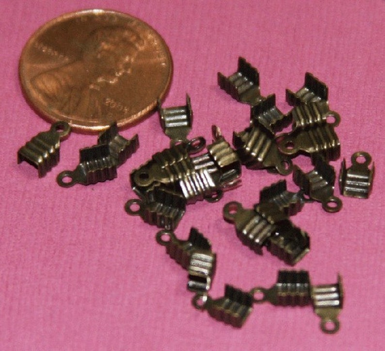 100 pcs Antique brass Cord end tips/teminators 6.5x4mm image 3