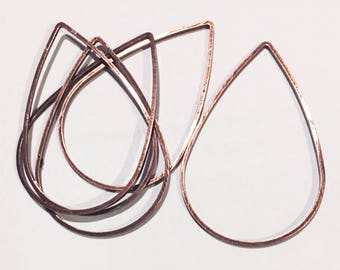 20 Antique Copper Teardrop Connectors: Brass Double Sided Pendants (40x26mm)