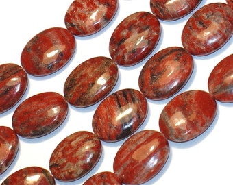 16 inch strand of Red Feldspar oval beads 15X20mm