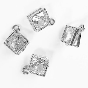 20 Stück Cubic Zirconia platin Farbe Charme 14x11mm, Diamant quadratische Form