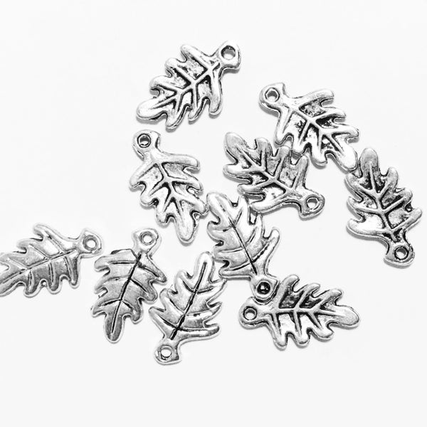 20 pcs  Antique Silver Oak Leaf charm 9x15mm, bulk leaf charm, antique silver alloy leaf charm