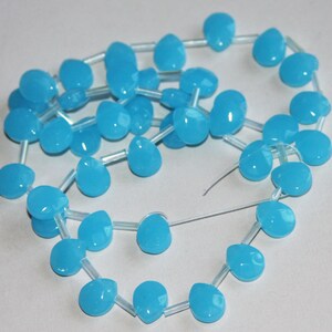40 perle di vetro briolette piatte sfaccettate 8 x10 mm azzurro cielo
