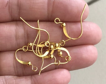 Bulk 500 pcs  Gold color   fishhook with ball ear wire 17x0.7mm