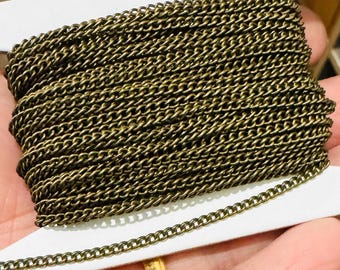 10 ft  antiqued brass tiny curb chain 1.8mm Soldered links