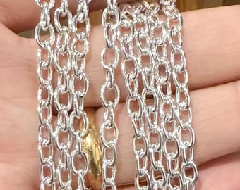 Cadena de cable grande de 45 pies con baño de plata sobre hierro de 6,5 x 4 mm - Open Links