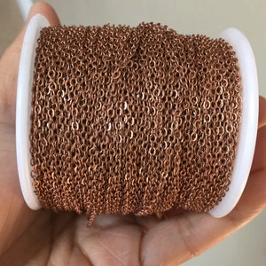 300ft spool  Antiqued Copper Tiny Flat Soldered Cable Chain 2x2.5mm