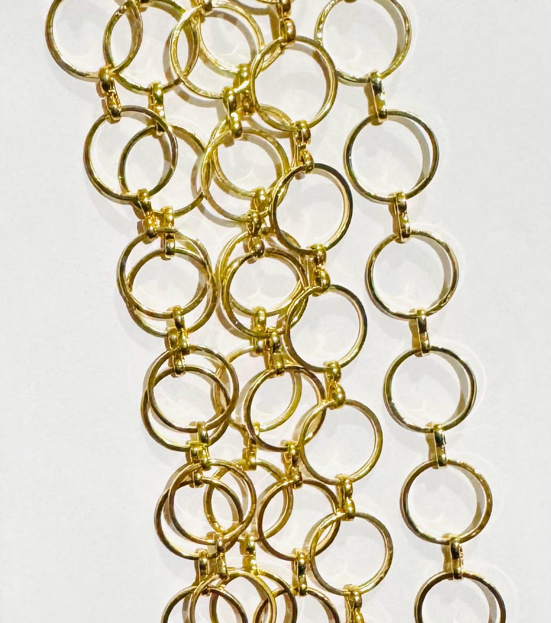 20mm Hammered Flat Circle Ethnic Boho Gold Plated Copper Chain Per - Foto 11