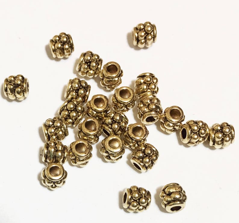 metal spacer beads 50 pcs antique Gold Drum spacer beads 4x4mm
