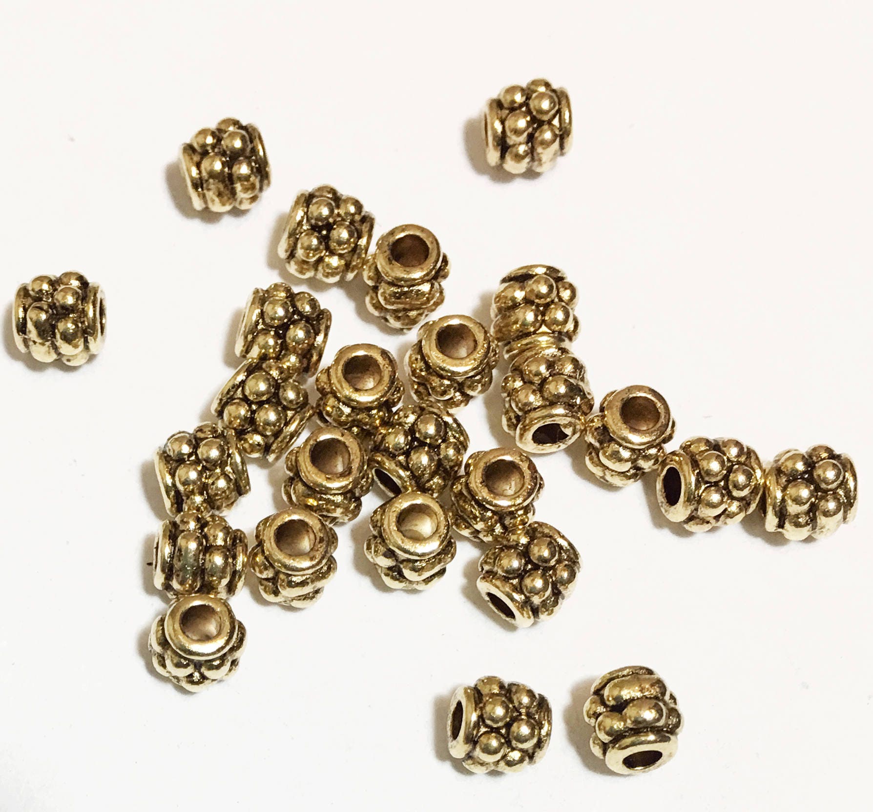 metal spacer beads 50 pcs antique Gold Drum spacer beads 4x4mm