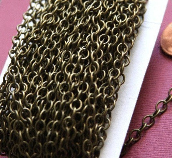 10ft of Antiqued Brass Circle links chain 6mm-10mm