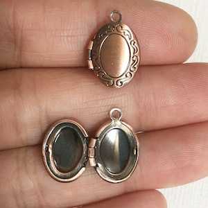 5 pcs of Antique copper plated brass Oval Locket Pendant 11x16mm, Antique copper photo frame locket, very small locket
