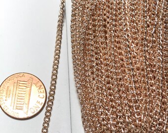 32 ft Rose Gold Plated Curb Chain: Unsoldered Steel Jewelry (3x2.2mm)