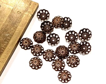 144 PCs  Antique Copper filigree beads cap 9mm