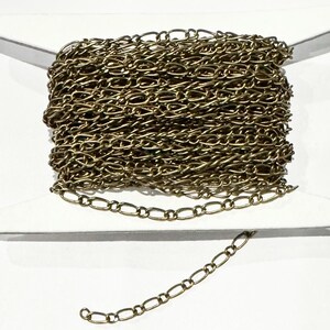 10ft Antiqued Brass Figaro chain  soldered links