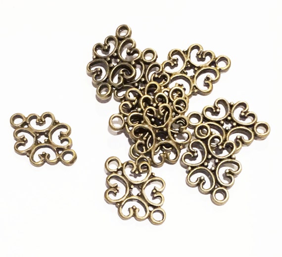 10 pcs of Antique brass flower connector links 13x18mm bronze | Etsy