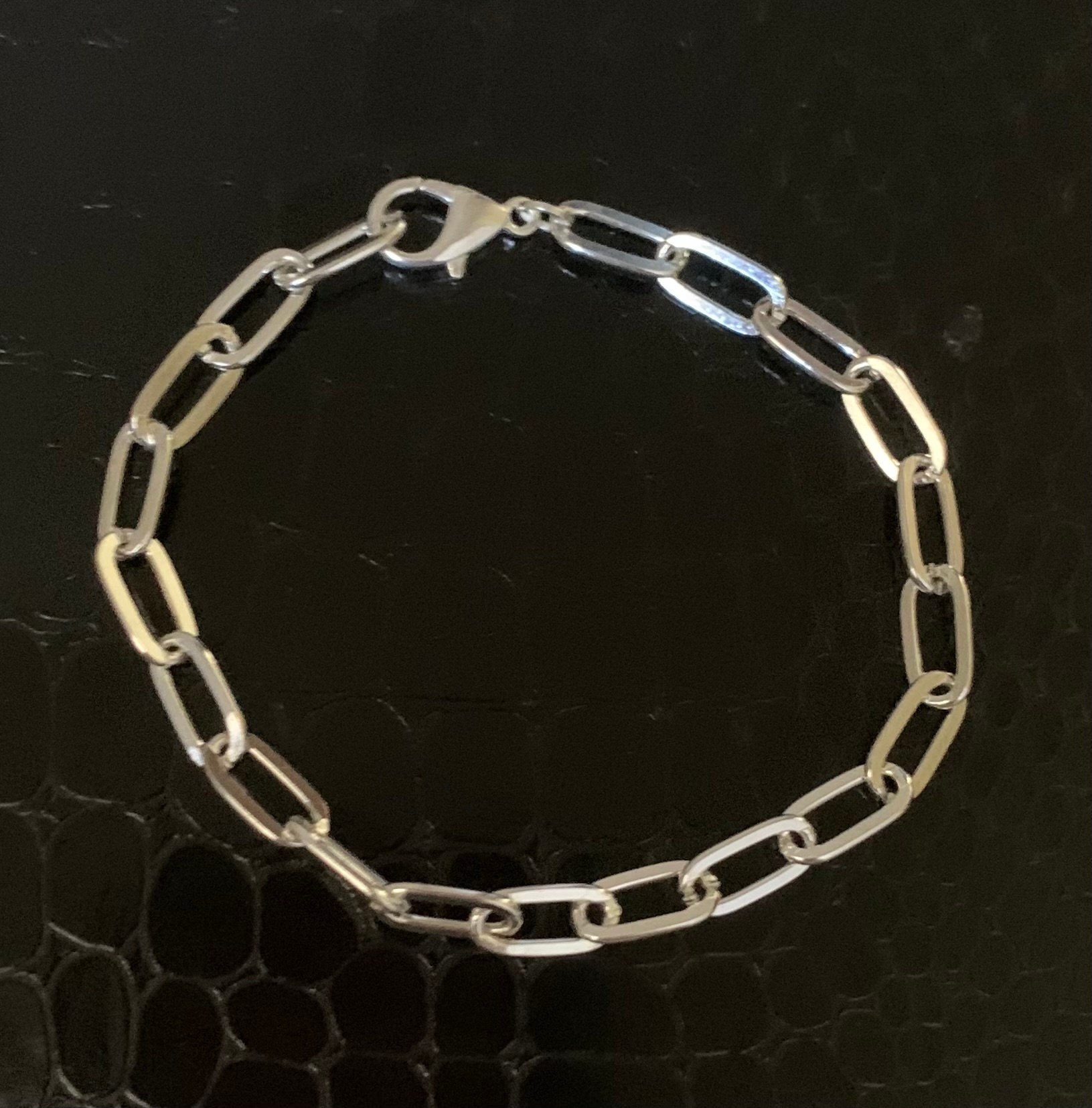 ロブスタークラスプ付きシルバーメッキチェーンブレスレット（5個、7