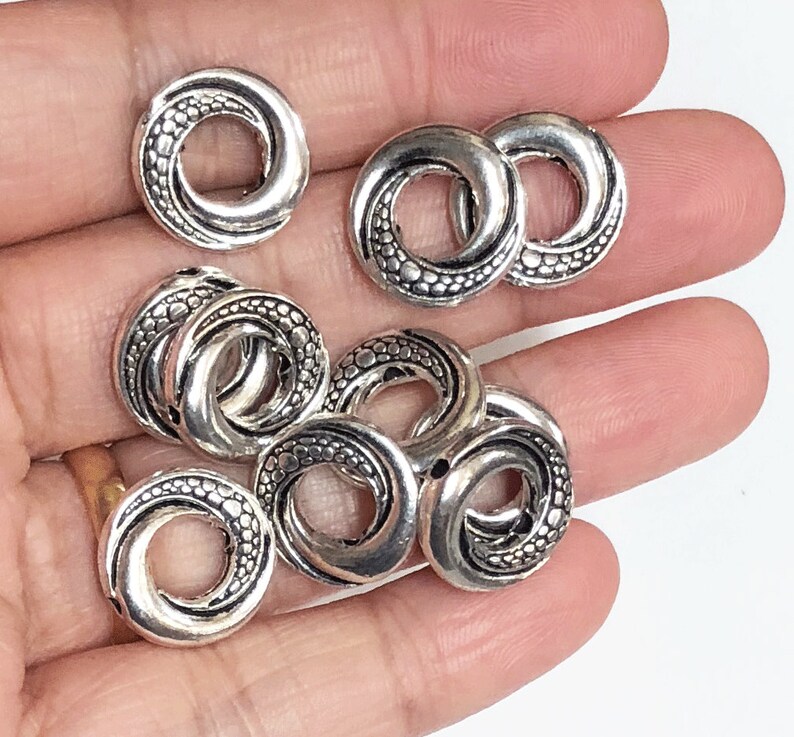 6 Pcs Antiqued Silver Twisted Connector Rings 15 Mm Antique Etsy